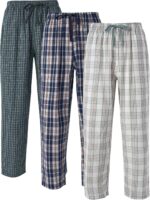 DAVID ARCHY Mens Pajama Pants Soft Cotton Plaid Sleepwear, Comfy Lounge Woven Pajamas Bottoms PJ Pant for Men, 3 pack - Image 2