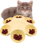 DOERDO Cat Feeding Bowl, Plastic Cat and Dog Food Bowl with 6 Bowls, Multiple Pet Dinner Feeder for Indoor Food and Water, Yellow - Image 2