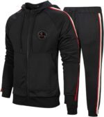 DUOFIER Men's Hooded Athletic Tracksuit Casual Full Zip Jogging Sweatsuits - Image 2