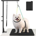 Dog Grooming Arm with Clamp, 38.5" Adjustable Pet Grooming Table Arm with Non-Slip Mat Pad, Foldable Dog Grooming Stand with Loop Noose and No-Sit Haunch Holders for Small Medium Dogs at Home - Image 2