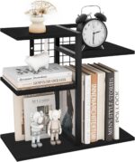 ELITEROO Desktop Bookshelf, 4 Tier Wood Desk Organizer Shelf, Tabletop Storage Shelf Rack for Office Supplies, Desk Decorations for Women Office, Rustic Black - Image 2