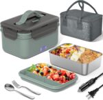 Electric Lunch Box Food Heater 100W, 4 in 1 Ultra Quick Heated Lunch Boxes for Adults 12V/24V/110V/220V Portable Food Warmer for Car/Truck/Office With Fork Spoon and Insulated Carry Bag - Image 2