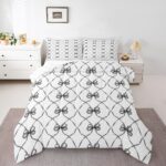 Erosebridal Bowknot Comforter Set King Bow Knot Bedding for Kids Butterfly Knot Bow Tie Bedding Comforter Sets Aesthetic Coquette Bedroom Decor Geometric Cartoon Black Grey Duvet Insert - Image 2