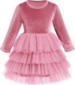 FYMNSI Toddler Girls Velvet Tulle Tutu Dress Kids Long Sleeve Princess Birthday Xmas Party Dresses Gowns Fall Winter Outfit - Image 2