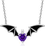 Fenthring Halloween Bat Necklace for Women Sterling Silver Goth Black Bat Pendant Necklaces Vampire Witch Bats Jewelry Holiday - Image 2