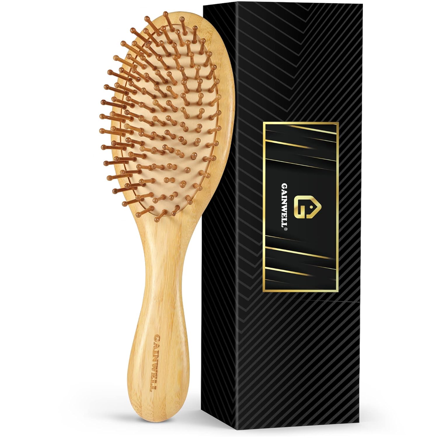 GAINWELL Bamboo Hair Brush for Hair Growth, Natural Bamboo Bristles Detangling Wooden Paddle Hairbrush for Massaging Scalp, for Women Men and Kids, for All Hair Types, with Ergonomic handle - Image 2