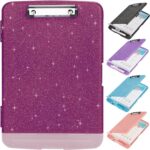 Glitter Clipboard with Storage,Storage Clipboard with Pen Holder,A4 Binder Clip Boards 8.5x11 with Low Profile Clip,Side Opening Sparkle Clipboards,Clipboards Folder for Office Supplies-Purple Alfalfa - Image 2