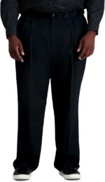 Haggar Men's Premium No Iron Khaki Classic Fit Pleat Front Regular and Big & Tall Sizes - Image 2