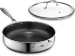 HexClad Hybrid Nonstick 4.5-Quart Deep Sauté Pan with Tempered Glass Lid, Stay-Cool Handle, Dishwasher-Friendly, Oven-Safe Up to 900°F, Induction Ready, Compatible with All Cooktops - Image 2