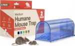 Humane Mouse Trap Pack of 2, Live Mouse Traps Catch and Release for Indoors & Outdoors, Pet & Child Safe, 6.69" Reusable Plastic Mouse Cage with Spring Door, Cleaning Brush Included, Blue - Image 2
