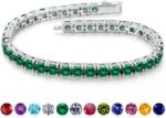 Iefil Christmas Gifts for Women - Size 6.5" - 7" Sterling Silver Tennis Birthstone Bracelet, Anniversary Birthday Gifts for Women - Image 2
