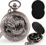 Kabinka D&D Dice Set with Pocket Watch Shell, 7Pcs Polyhedral Dice Set, DND Dice with Necklace Perfect for Dungeons and Dragons Dice, RPG, Role Playing Dice Accessory (Monster, Ancient Silver) - Image 2