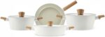 Karaca Swiss Crystal Almond 7-Piece Induction Non-Stick Cookware Set – Cream, PFAS-Free SwissCrystal Coating - Image 2