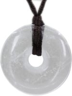 Keleny Semi Precious Gemstones Natural 40mm Circle Peace Donut Beads Adjustable Braided Rope Pendant Necklace 20 Inch - Image 2