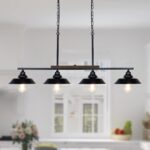 Kitchen Island Light, 4 Lights Black Pendant Dining Room Light Fixture Farmhouse Chandeliers for Dining Room Over Table Metal Hanging Lamp for Kitchen Island Hallway Pool Table - Image 2