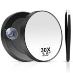 MIYADIVA 30X Magnifying Mirror, Small Travel Mirror with Suction Cup and Tweezers, 3.5 Inches - Image 2