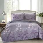 Masterplay 3-Piece Fine Printed Oversize (118 inchx95 inch ) Quilt Set,Bedspread Coverlet King Size Bed Cover (Dark Grey,Purple Gradient,Vine) - Image 2