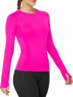 MathCat Workout Shirts for Women Long Sleeve, Workout Tops for Women, Quick Dry Gym Athletic Tops，Seamless Yoga Shirts - Image 2