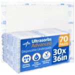 Medline Ultrasorbs Advanced Extra Strength Drypads, 30" x 36", 70 Count, Super Absorbent Disposable Pads, Incontinence Bed Pads, Chucks Bed Pads, Elderly, 350 lb Repositioning Capacity - Image 2