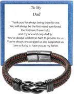 Mens Gift Leather Infinity Bracelet, Braided Leather Bracelet Stainless Steel Engraved with Love You Forever Jewelry Gifts for Dad Husband Brother Boyfriend Son 7.5/8/9 Inches - Image 2