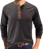 Men's Henley Shirts Raglan Long Sleeve Casual Slim Fit Lightweight Fashion T-Shirts - Image 2