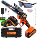Mini Chainsaw 6 Inch Cordless, Super Handheld Chainsaw with 2x Big Batteries, Electric Mini Chain saw Battery Powered, Small Hand saws for Tree Wood - Garden Yard Time Saving Tool - Image 2