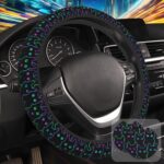 Neon Light Cat Steering Wheel Cover with 2 Pcs Car Coasters Neoprene Steering Wheel Cover for Women Men Anti-Slip Breathable Car Accessories Universal 15 Inch Fit Auto Cars Trucks - Image 2