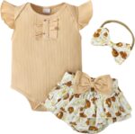 Newborn Baby Girl Clothes Infant Summer Outfits Flying Sleeves Romper and Flora Skirt Set for 0-3-6-12-18 Months - Image 2
