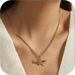 Nojess Gold Shark Necklace for Women 18K Gold Plated Shark Pendant Necklace Stainless Steel Ocean Anima Fish Necklaces Minimalist Jewelry - Image 2