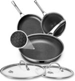 Non Stick Frying Pans Set with 2 Lid, Hybrid Skillet Set Nonstick (8+10+12inch), Pans for cooking, PFOA Free Stainless Steel Kitchen set, Dishwasher and Oven-Safe Cookware Sets - Image 2