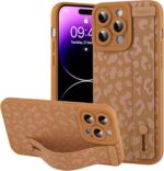 OOK Compatible with iPhone 14 Pro Max Brown Leopard Case with Wrist Strap, Leopard Cheetah TPU Shockproof Protection Slim Silicone Cover with Camera Lens Protection for Women Girls, for 6.7inch - Image 2
