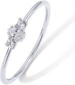 PAVOI 18K Gold Plated Marquise Round Mini Cubic Zirconia Stackable Rings for Women | Dainty Stacking Thin Band for Women - Image 2