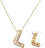 RWQIAN Letter Necklace for Women Bubble, Chunky Initial Alphabet A-Z Pendant Puffy Name Personalized Necklace Dainty Zircon CZ Fashion Jewelry Gifts for Girls Girlfriend - Image 2