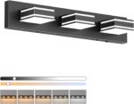 Ralbay 24inch Black Bathroom Vanity Lights with 5 Color Temperatures (3000K-6000K) Dimmable Modern Metal Acrylic LED Matte Black Bathroom Wall Lighting Fixtures (3-Light) - Image 2