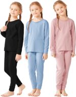 Resinta Girls Cotton Thermal Underwear Set Toddler Long Johns Kids Winter Base Layer Top & Bottom - Image 2