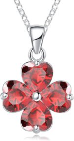 S925 Sterling Silver Birthstone Necklace for Women. Heart/Clover/Teardrop Shape Pendant. High Grade Stone with Diamond Cutting. Healing Crystal Jewelry Gifts. - Image 2