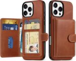 SHIELDON Genuine Leather Case for iPhone 16 Pro Max 5G, Undetachable Magnetic RFID Blocking Card Wallet Holder with 6 Card Slots, Slim Protective Cover Compatible with iPhone 16 Pro Max - Retro Brown - Image 2