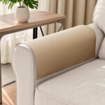 SMABU Couch Arm Covers Sofa Arm Covers 2 Pcs Linen Blend Textured Washable Armrest Cover aganist Pet Scratch Stain Protect and Decorate Armchair Recliner W20 x L24, Camel - Image 2