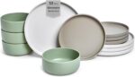 Sango 12-Piece Stoneware Dinnerware Set for 4, Satin Glazed Plates and Bowls Sets with Matte Finish, Ceramic Dish Set, Durable Kitchen Dishes, Microwave & Dishwasher Safe for Casual Dining, Rollo Alta - Image 2