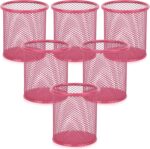 Segarty Pen Cup, 6 Pack Cute Dark Pink Pen Holder, Round Mesh Pencil Holder for Desk, Desktop Accessories Organizer for Office Supply, School, Home Storage, Makeup Brush Organization - Image 2