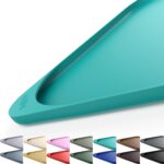 Silicone Pet Feeding Mat with Raised Edge & Residue Collection Pocket for Food and Water, Dog Bowl Mats, Cat Bowls Placemat with High Lip for Floor Waterproof, 19 x 12 x 0.7 Dark Turquoise - Image 2