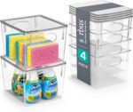 Sorbus Medium Clear Plastic Storage Bins with Lids, Clear Stackable Storage Bins, Laundry Room Organizer Bins, Office, Classroom, Playroom, Bathroom, Laundry Room Organization and Storage (4 Pack) - Image 2