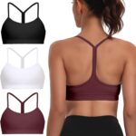 Spaghetti Strap Padded Sports Bras for Women - Y Back Yoga Workout Tops (3 Pack) - Image 2