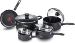 T-fal Signature 9pc Cookware Set, Non Stick pots and Pans, Non Toxic Cookware Set, Thermo-spot Heat Indicator, Dishwasher Safe, Black - Image 2