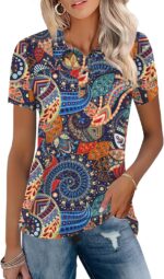 TFSDOD Womens Golf Polo Shirts Collared Short Sleeve T Shirt Lightweight Moisture Wicking Polo Casual 3 Buttons Outfits - Image 2