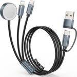 Travel Essentials,Multi Charging Cable for Apple Watch Charger/iPhone Charger/Samsung Charger,Airplane Gadgets RV Essentials for iWatch Ultra/10-2/iPhone 17-11/Samsung S25-S20,airPods,Car-4FT Black - Image 2