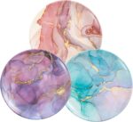 UNK U 10.5-Inch Marble Melamine Plates Set of 6, Modern Marble Dinner Plates with Gold Accents, Dishwasher Safe Decorative Plates for Wedding, Party & Everyday Dining - Image 2