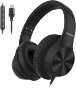 USB C Headphones Wired, Over Ear USB C Wired Headphones with Microphone, HD Stereo Sound, Volume Control, Foldable USB Type C Headphones for Adult/Teens/Computer/Laptop/iPhone 15/16/17, Black - Image 2