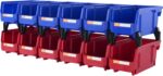 VEVOR Plastic Stackable Storage Bins 12 Pack (11 x 5 x 5-Inch), Hanging Storage Organizer Bins, Heavy Duty Stacking Containers for Closet, Garage, Office, Home, Pantry or Small Parts Organization - Image 2