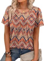 WIHOLL Womens Summer Tops Trendy Short Sleeve T Shirts Pleated Crewneck Tees Blouses Dressy Casual Outfits Fashion Clothing - Image 2